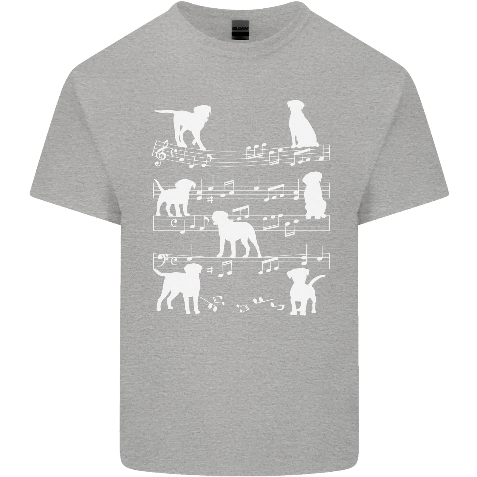 Dog Music Musical Notes Piano Guitar Mens Light Cotton T-Shirt