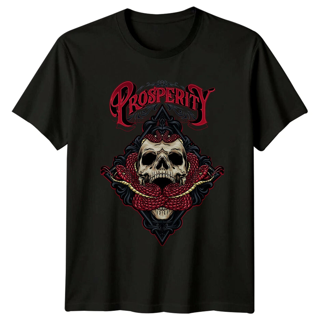 Prosperity Skull Snake Gothic Mens T-Shirt Womens Tee Graphic Unisex Top