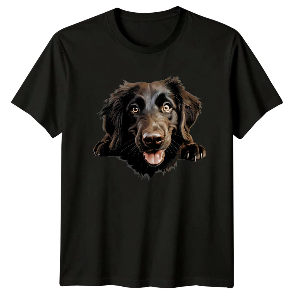 Cute Flat-Coated Retriever Dog Portrait Graphic T-Shirt
