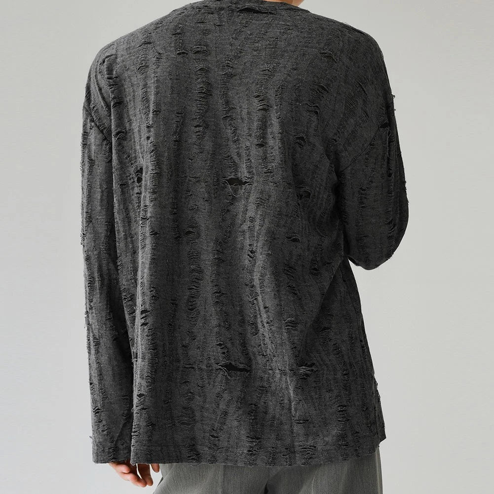 Hot Loose Fit Korean Style Men's Long Sleeve Vintage T Shirt for Daily Wear