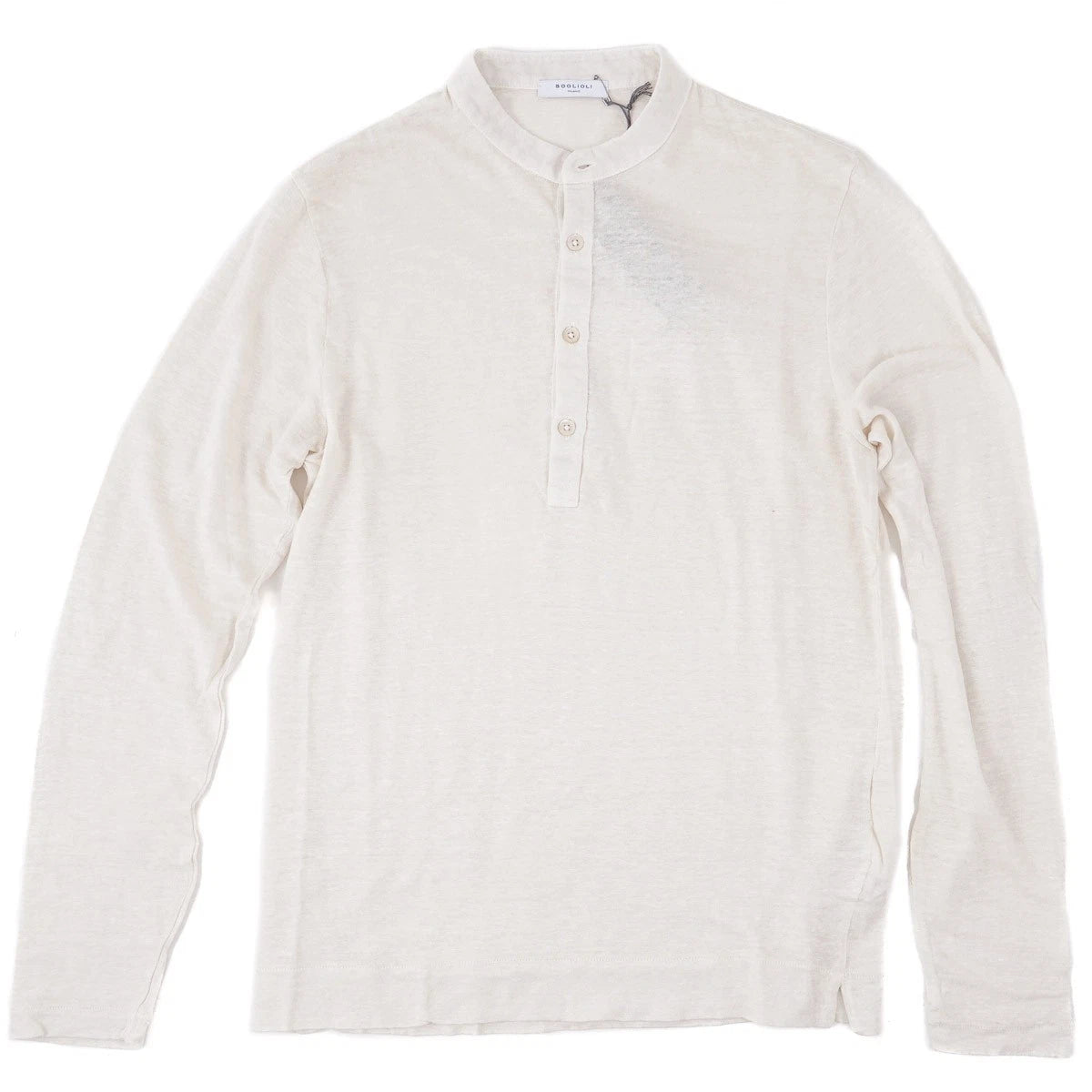 Boglioli Cream Lightweight Knit Linen Long-Sleeve Henley Shirt XS NWT