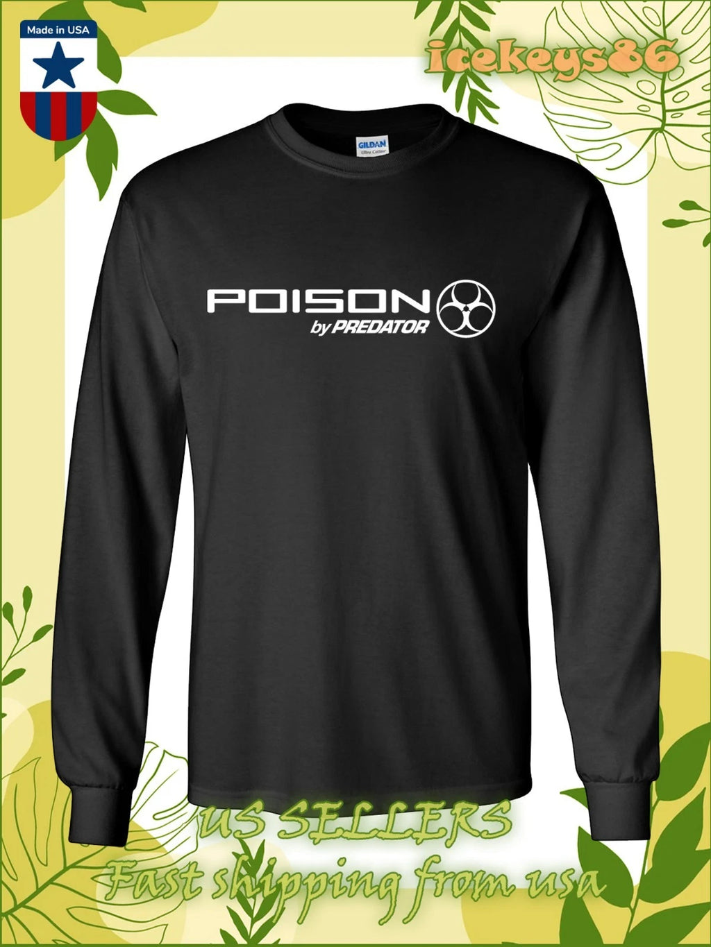 New Poison by Predator Cue Logo Men's Long Sleeve T-Shirt American T-Shirt