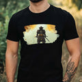Mens Samurai Pixel Art Motif Cotton T-Shirt Size XS to 5XL