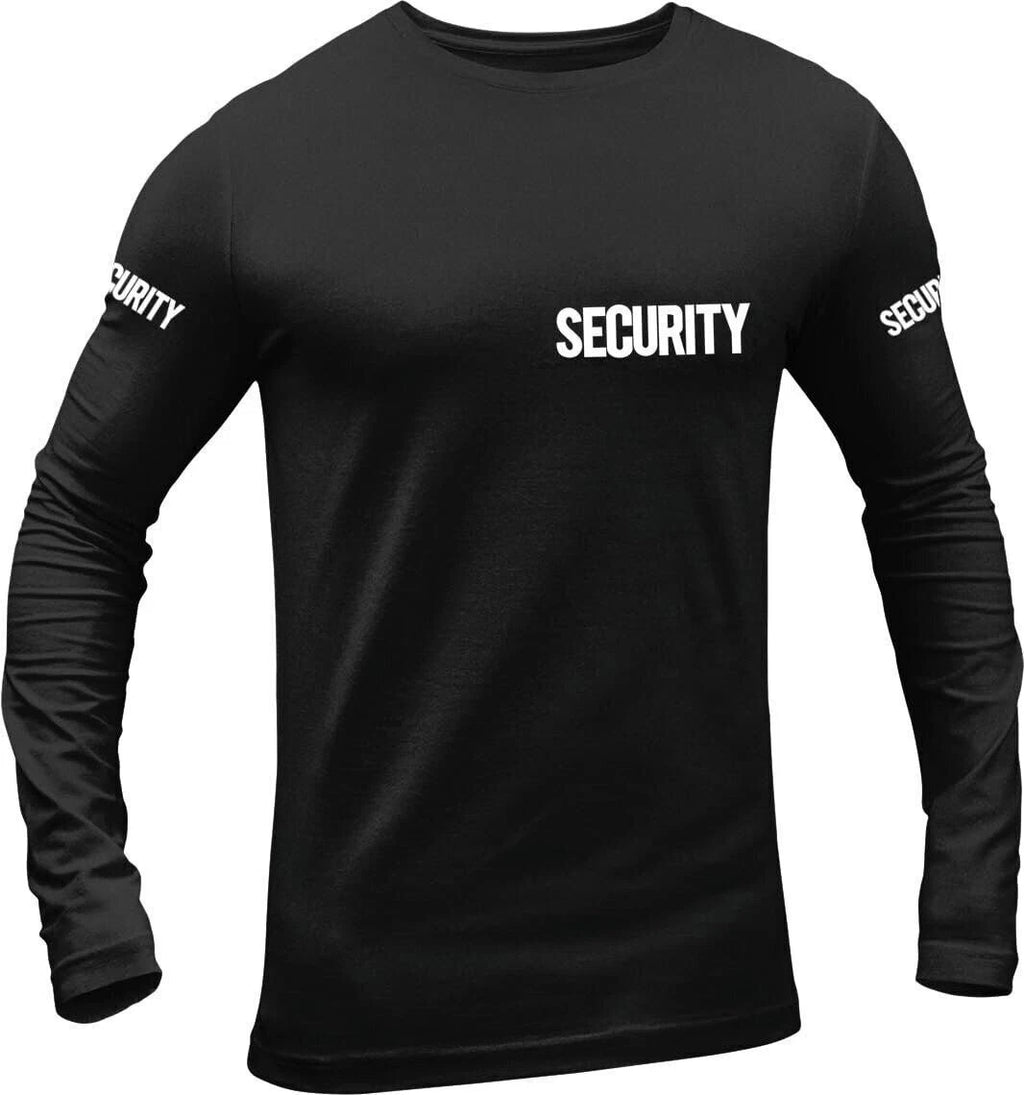 Men's Long Sleeve Security T-Shirt (Black & White, Chest, Back & Both Sleeve...