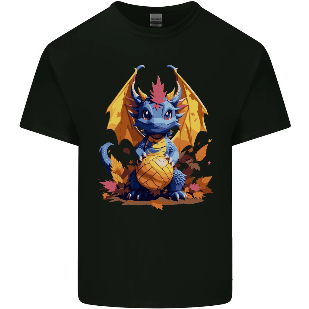 Cute Volleyball Dragon Kawaii Mens Cotton T-Shirt Tee Top