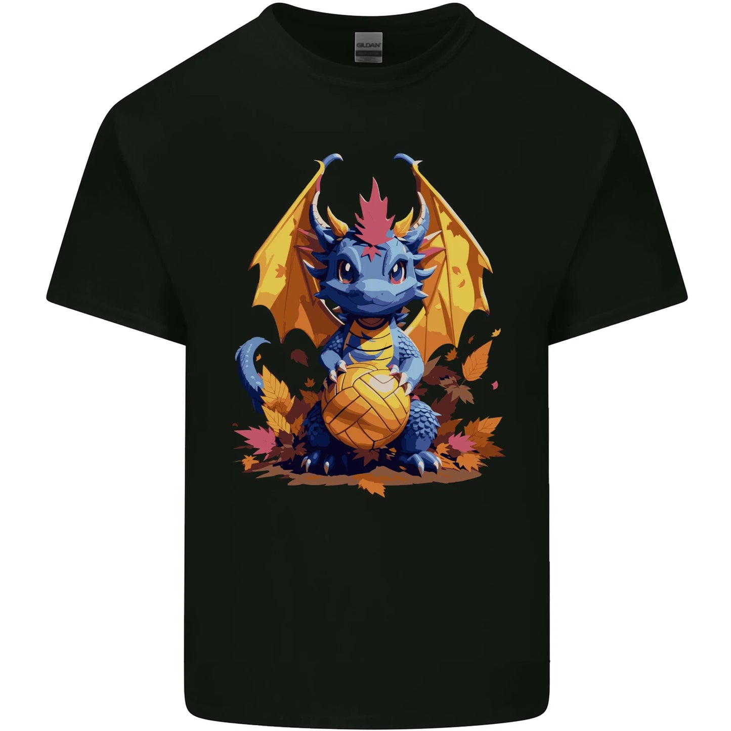 Cute Volleyball Dragon Kawaii Mens Cotton T-Shirt Tee Top