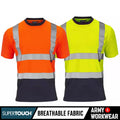 Hi Vis T-Shirt Mens Visibility Two Tone Workwear Safety Site UPF 40+ Wicking