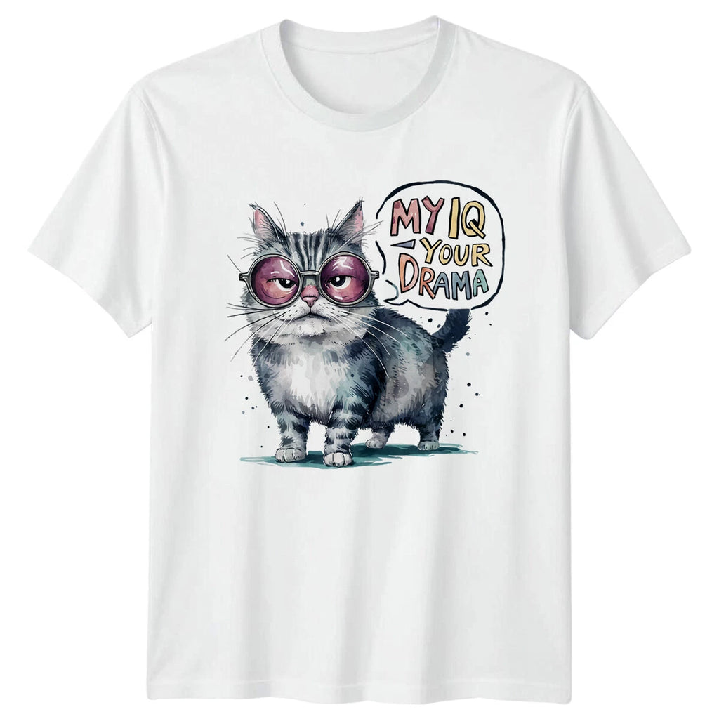 My IQ Your Drama Cat T-Shirt Sarcastic Quote Funny Graphic Tee