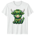 Cute Sparkle Irish St Patricks T-Shirt Highland Cow Cattle
