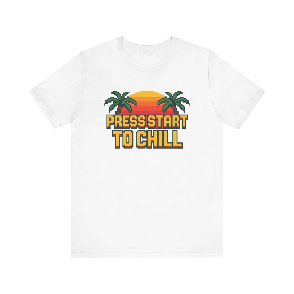 Press Start to Chill T-Shirt – Retro Arcade Pixel Art Gamer Tee Gift for Him/Her