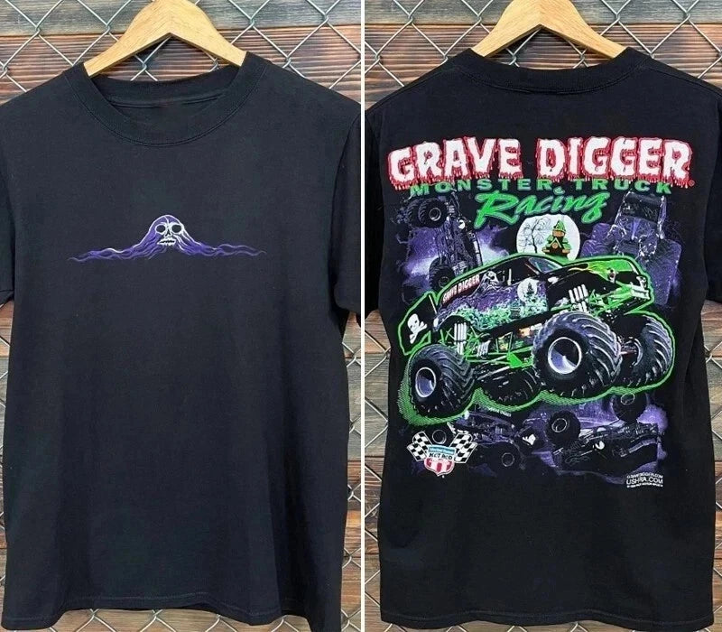 90s Grave Digger Monster Truck Basic black 2 sided Retro T shirt