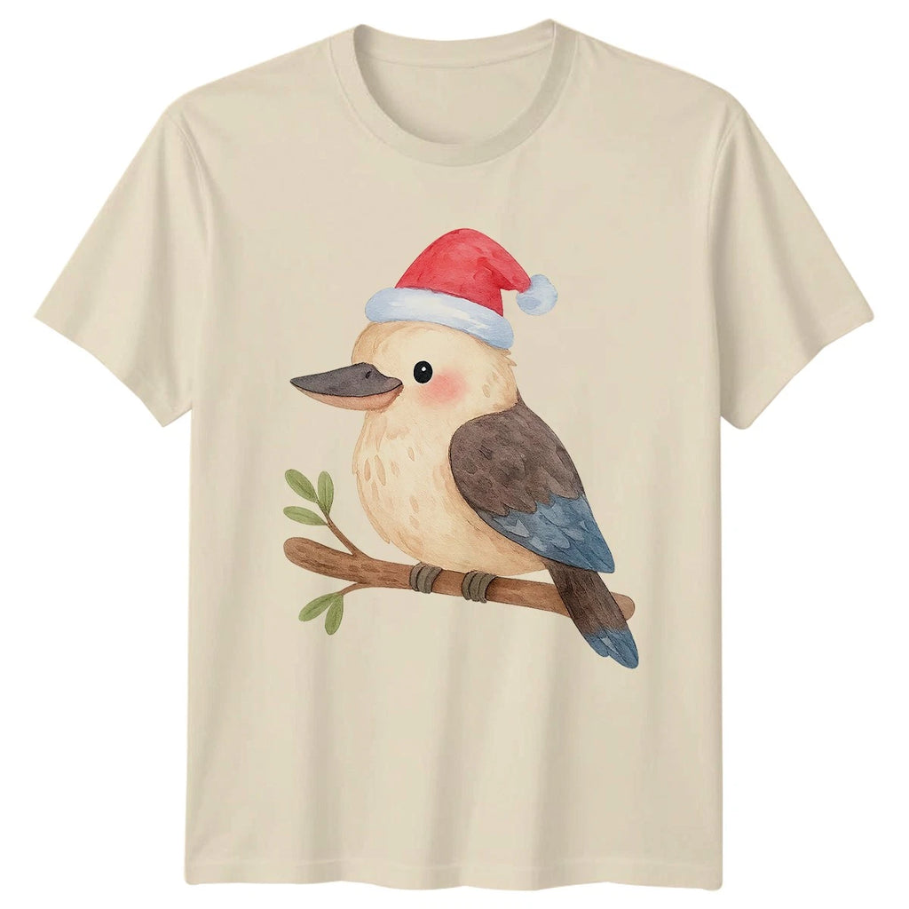 Cute Bird Santa Hat Holiday Christmas Men Womens Graphic Tee