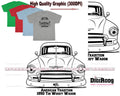 Tin Woody Wagon 1950 American Tradition Outline DigiRods Cartoon Car T Shirt