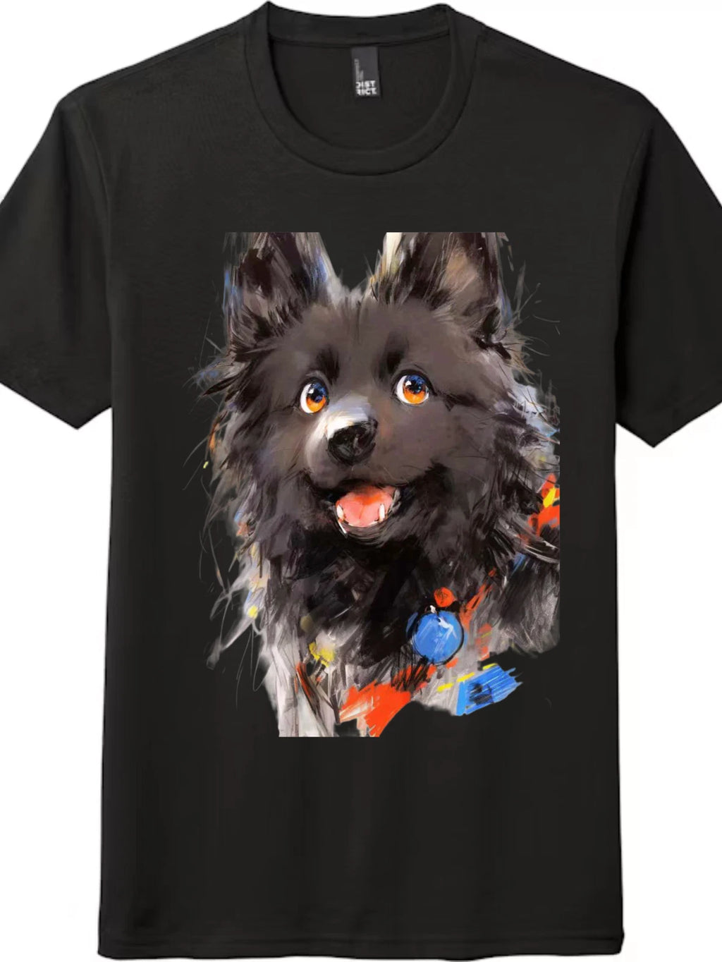 Artistic Black Pomeranian Portrait Graphic Tee - Unisex Dog Lover T-Shirt