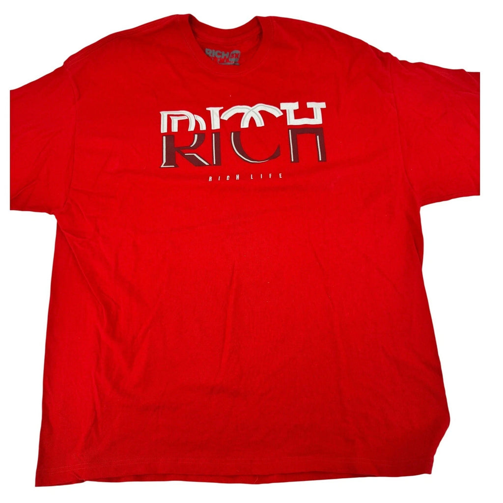 RICH LIFE Red Graphic T Shirt Men's XL Bold Logo Streetwear