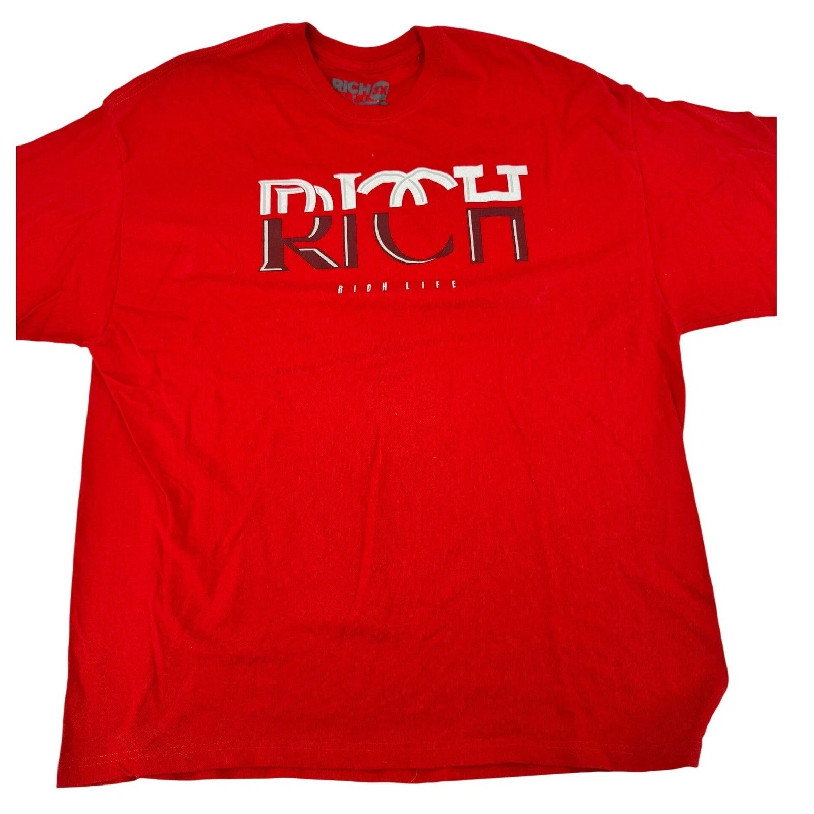 RICH LIFE Red Graphic T Shirt Men's XL Bold Logo Streetwear