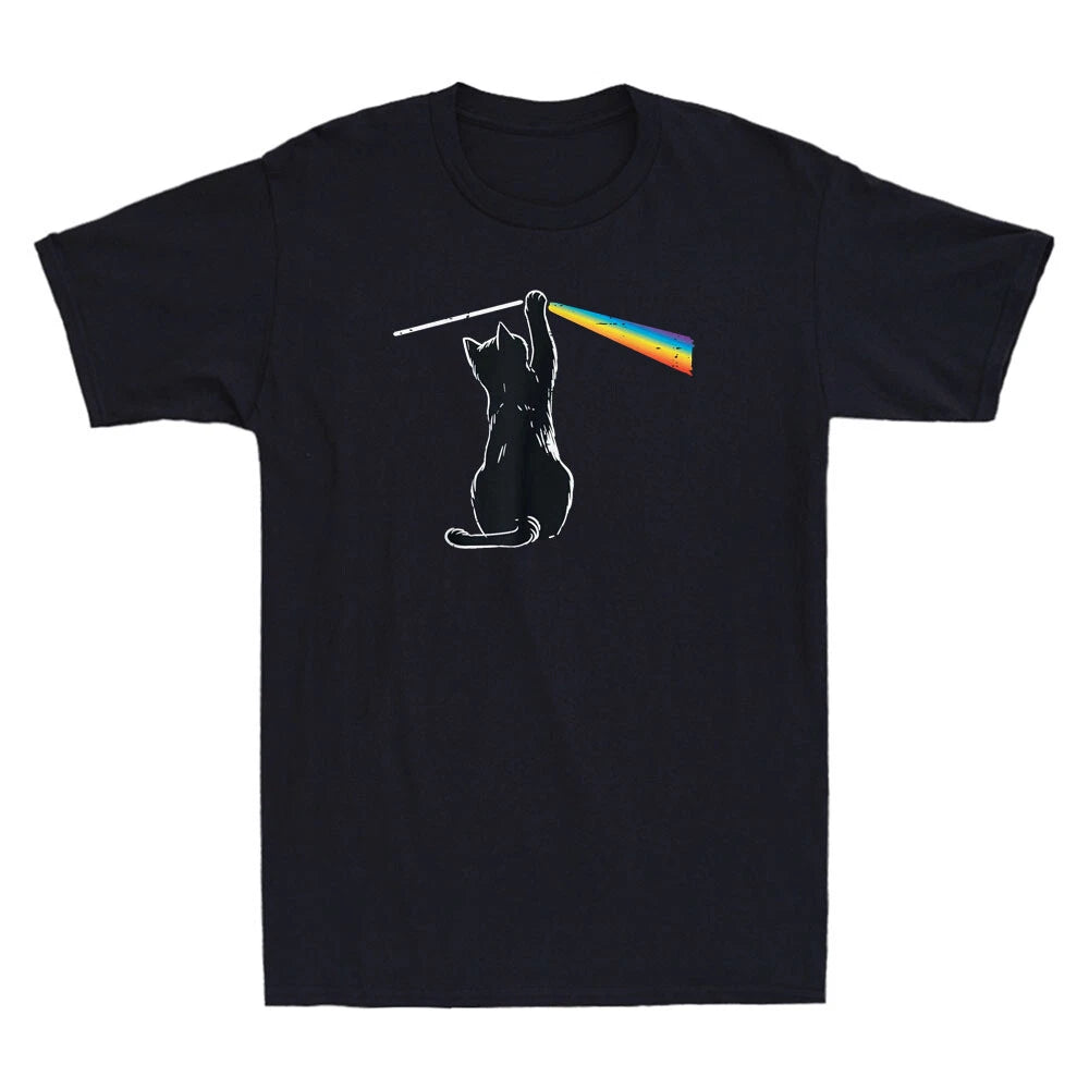Cat Rainbow Light Cool Prism Science Spectral Funny Graphic Retro Men's T-Shirt