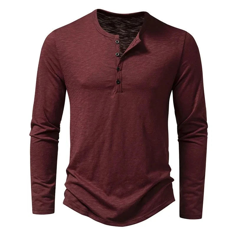 Camisa De Manga Larga Moda Lujo Camiseta Elegante Algodón Cuello V Para Hombres