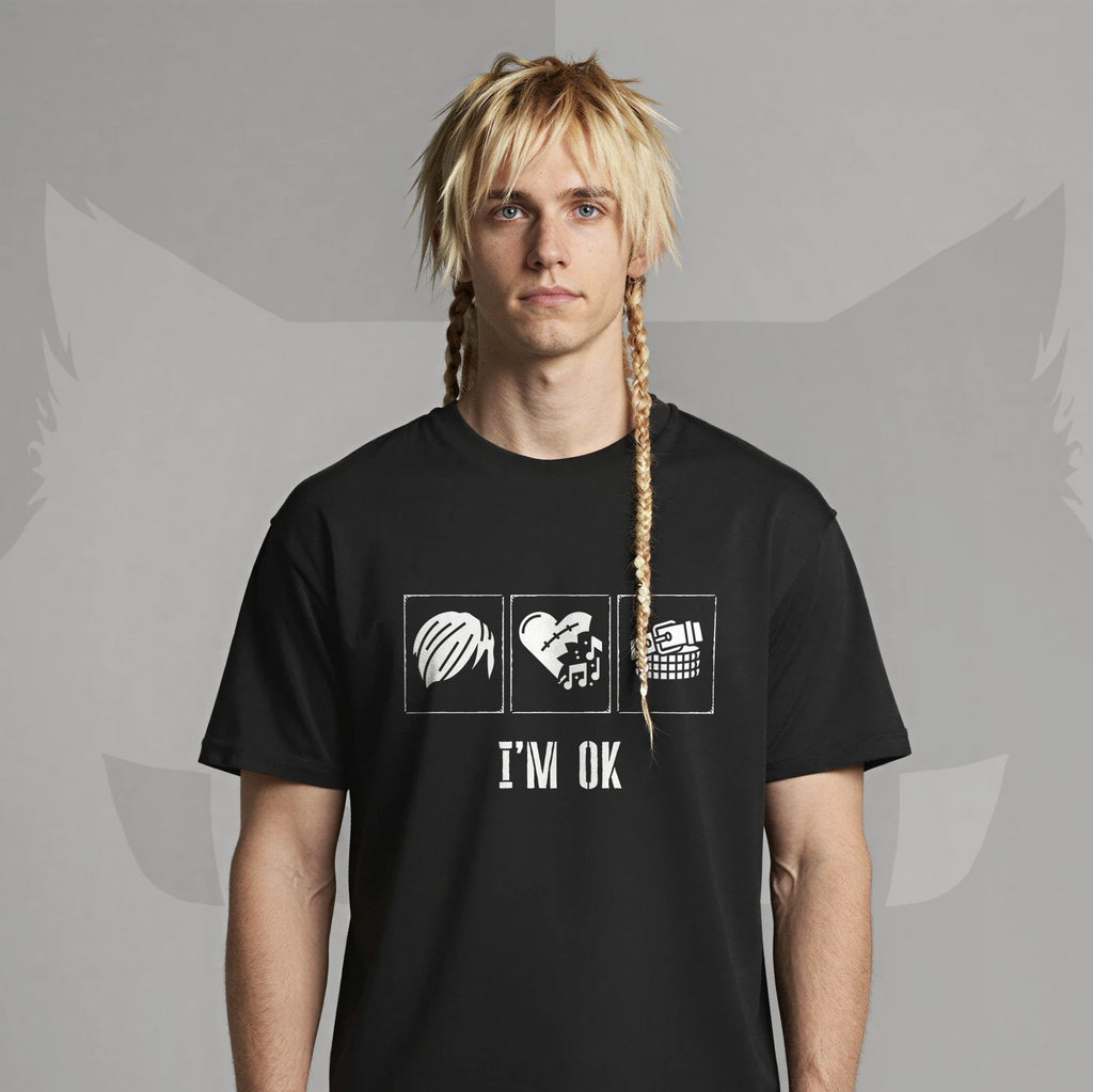 Emo Aesthetic T-Shirt Scene Hair Studded Belt I'm OK Sarcastic Alt Gift Y2K
