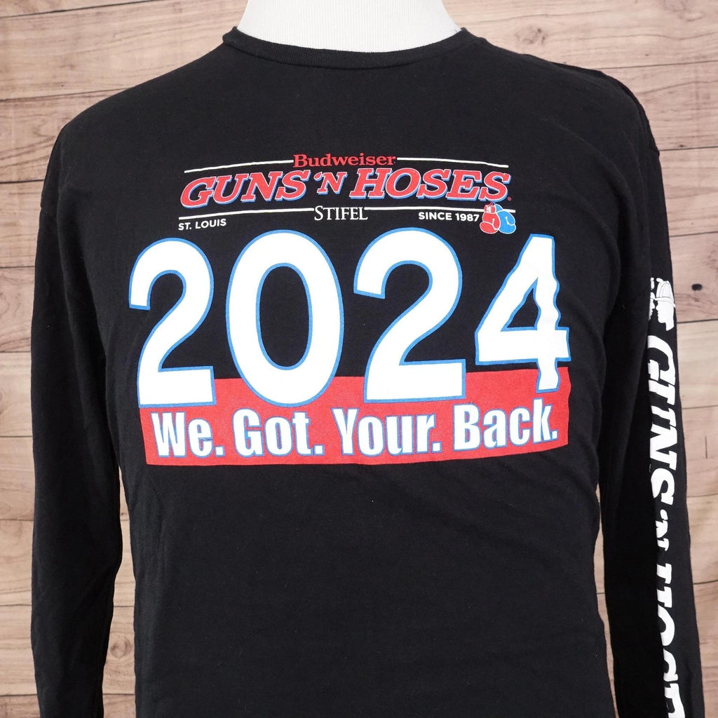 Budweiser Guns N Hoses Shirt Mens XL Black 2024 St Louis Police Fire Boxing Tee