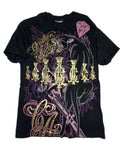 Christian Audigier T-Shirt Men's M Black Rhinestones Gold Crowns Purple Print