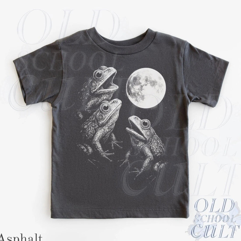 Three Frog Moon Youth Retro Shirt, Cute Children's Frog Clothing, Boho