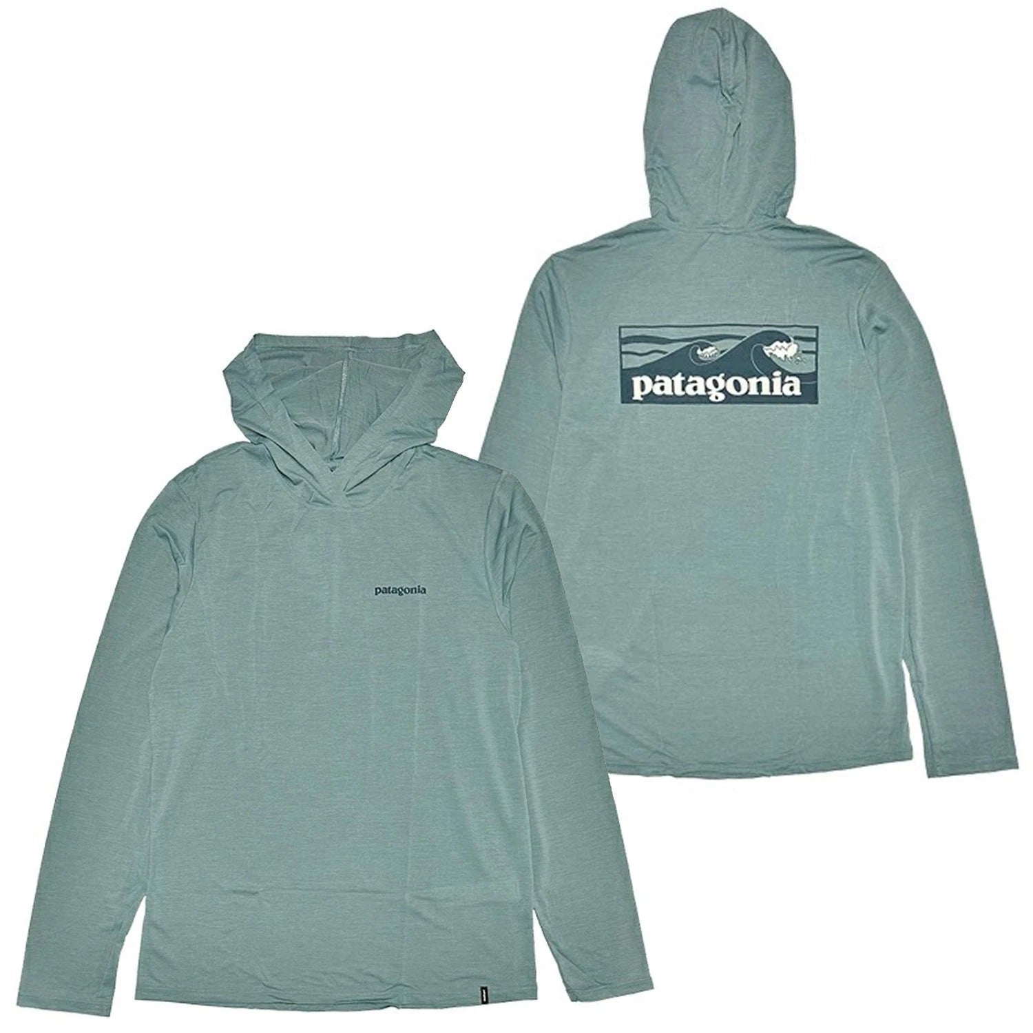 Patagonia Men Capilene Cool Daily Hoody Boardshort Logo L/S T-shirt - Blue Sage