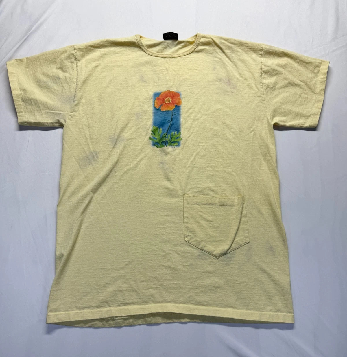 Alore T Shirt Mens One Size Yellow Graphic Print Turner Flower Everyday Wear