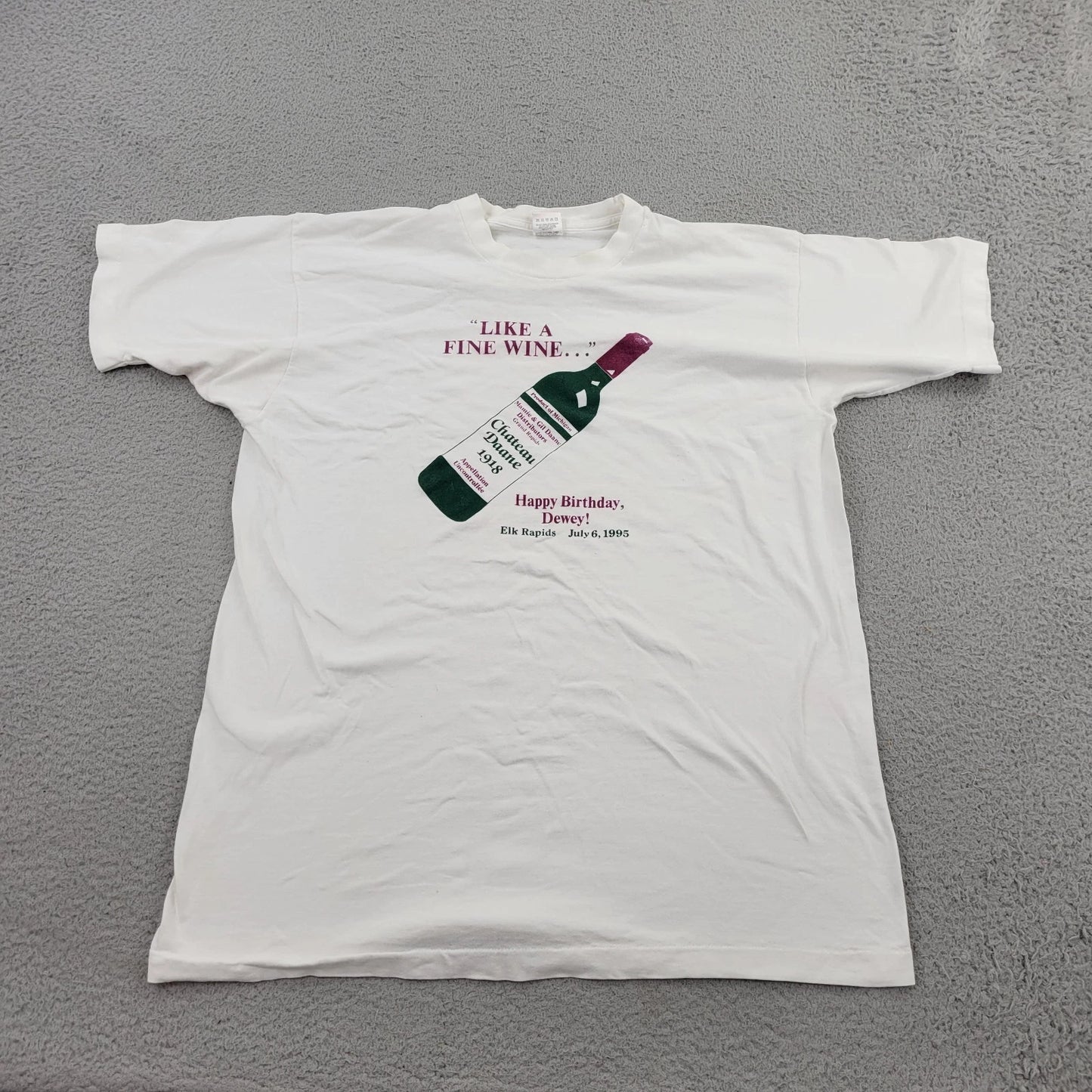 Like A Fine Wine Shirt Mens XL Graphic 1995 Happy Birthday Dewey USA Michigan