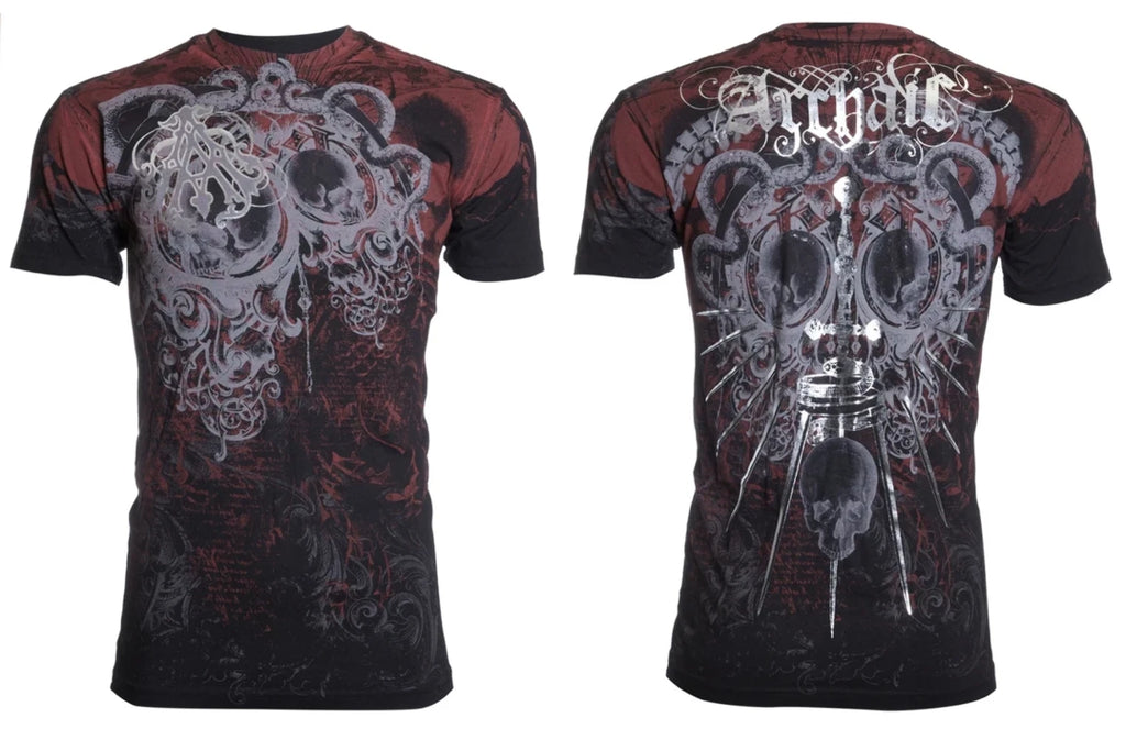 Archaic By Affliction Men's T-Shirt STURZHEIM Cross Black Biker M-3XL
