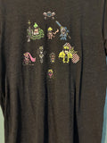 The Yetee Graphic T-Shirt Pixel Art Characters Black Tri Blend Size Large L