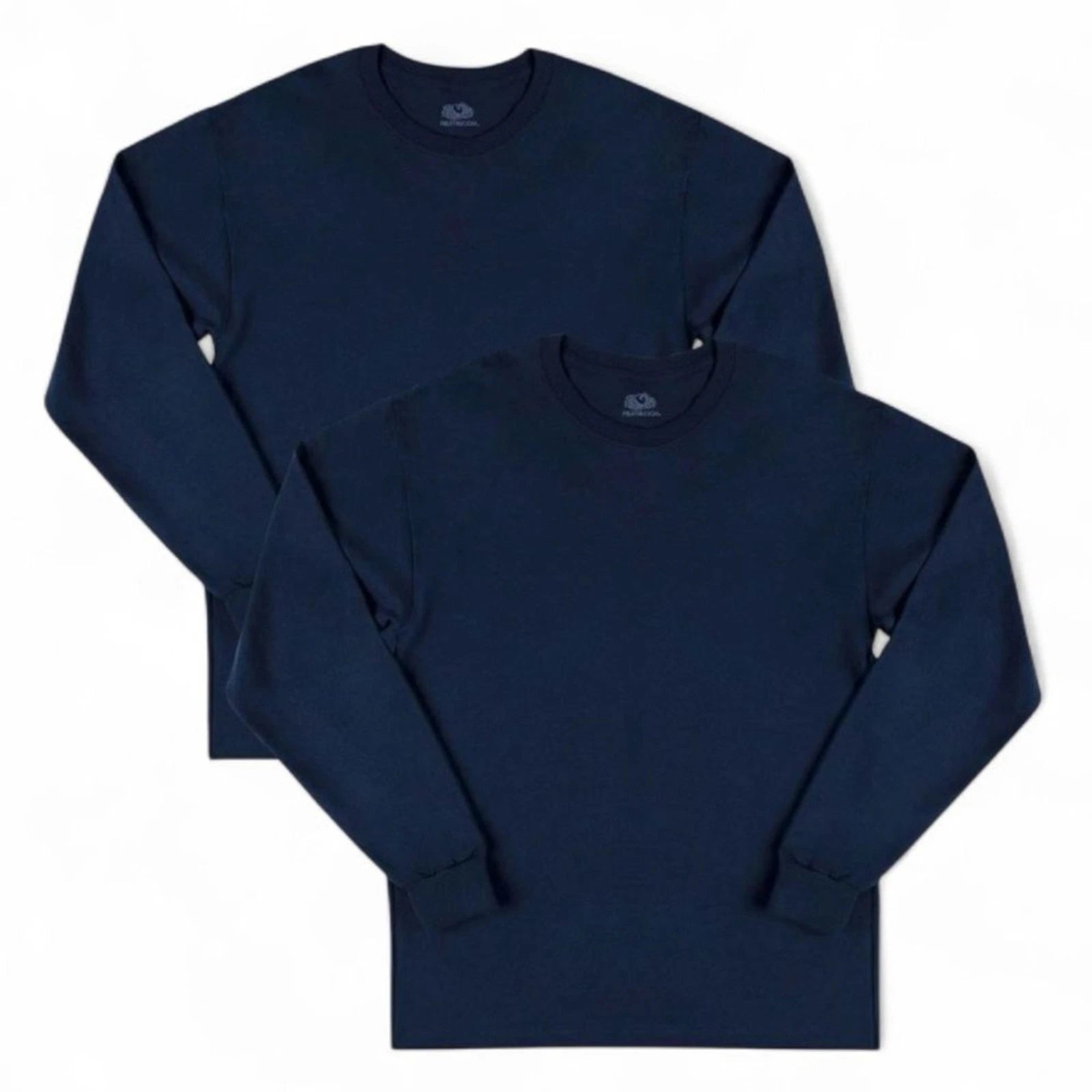 2 - NEW -Navy Blue Men's Medium T-Shirts Long Sleeve Fruit of the Loom