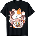 Cat Boba Tea Bubble Tea Anime Kawaii Neko T-Shirt Small
