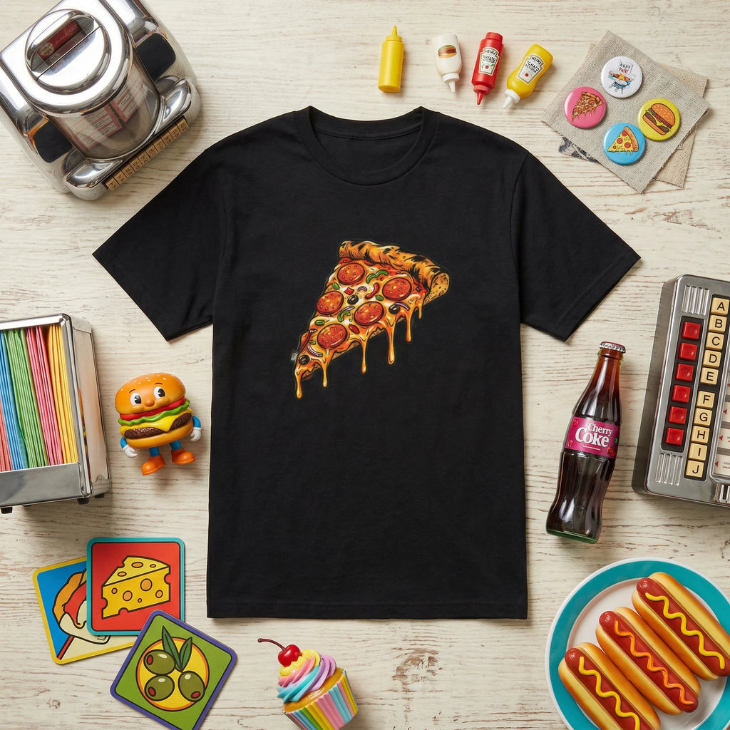 Vibrant Pop Art Dripping Pizza Slice Food Lover Retro T-Shirt