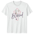 Blessed Womens T-Shirt Floral Cross Christian Faith Mothers Day Gift For Her