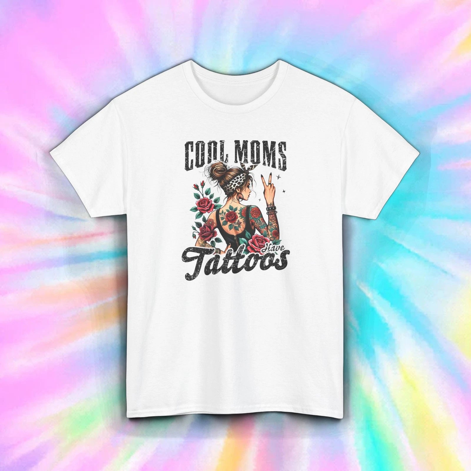 Cool Moms Have Tattoos Shirt Trendy Mom Graphic Tee S-5XL Mothers Day