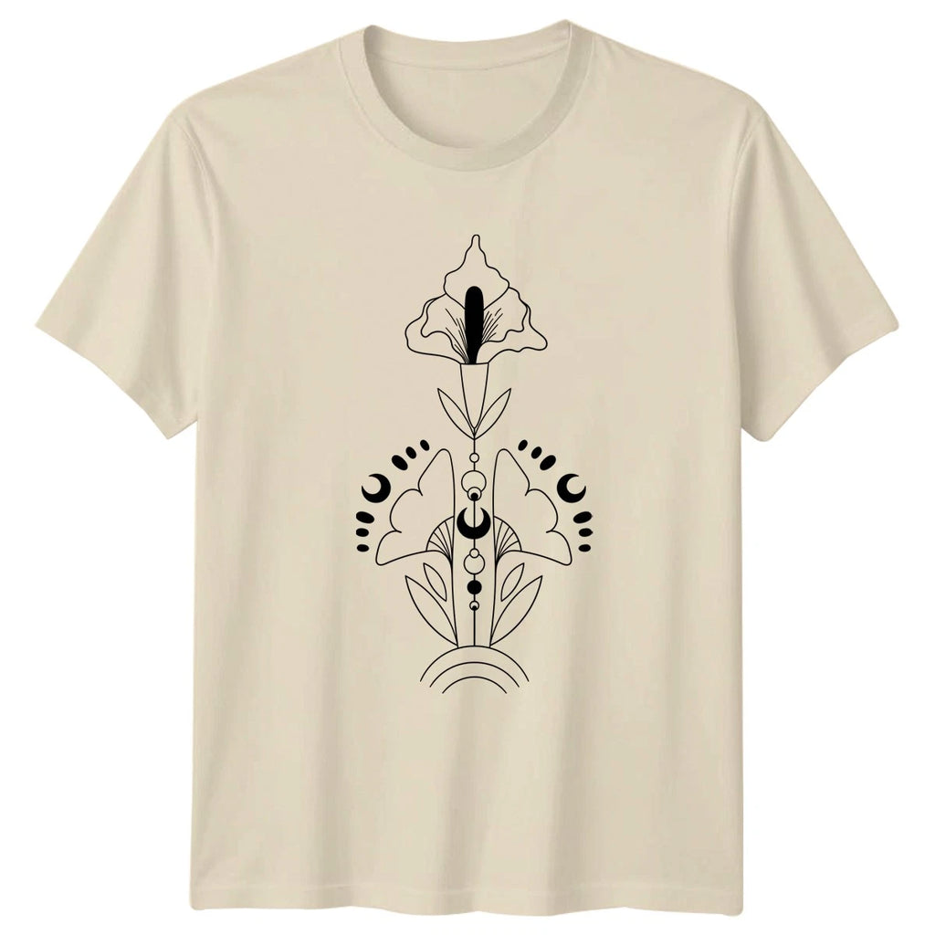 Mystical Floral Moon Phase Aesthetic T-Shirt Celestial Floral Boho Art