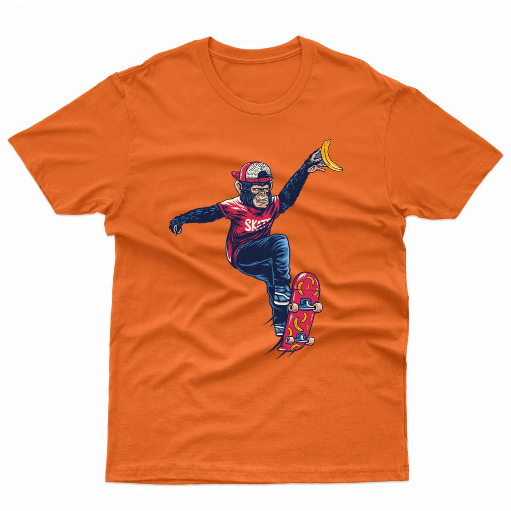 Funny Monkey Skateboard Fun Sports Cartoon Animal Adults Kids T-Shirt