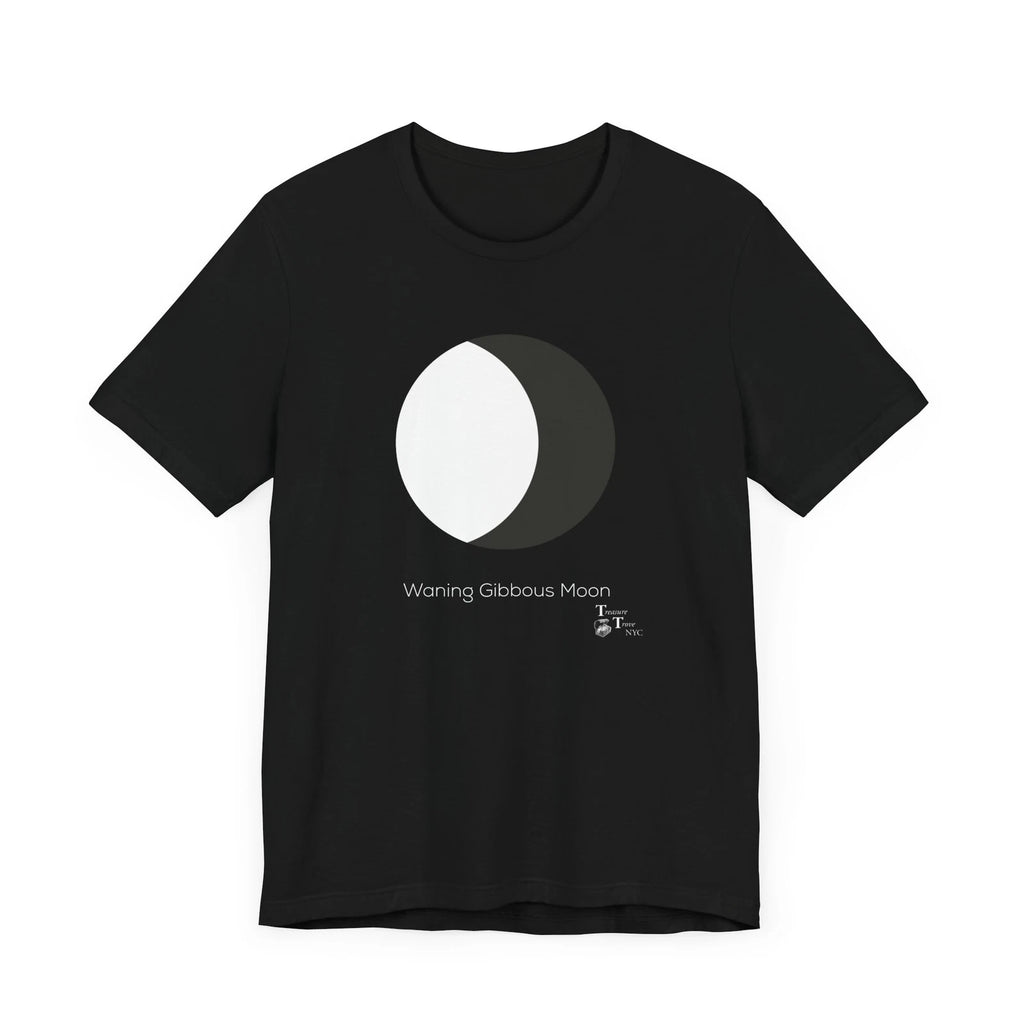 Minimalist Geometric Waning Gibbous Moon For Black T-shirt Design