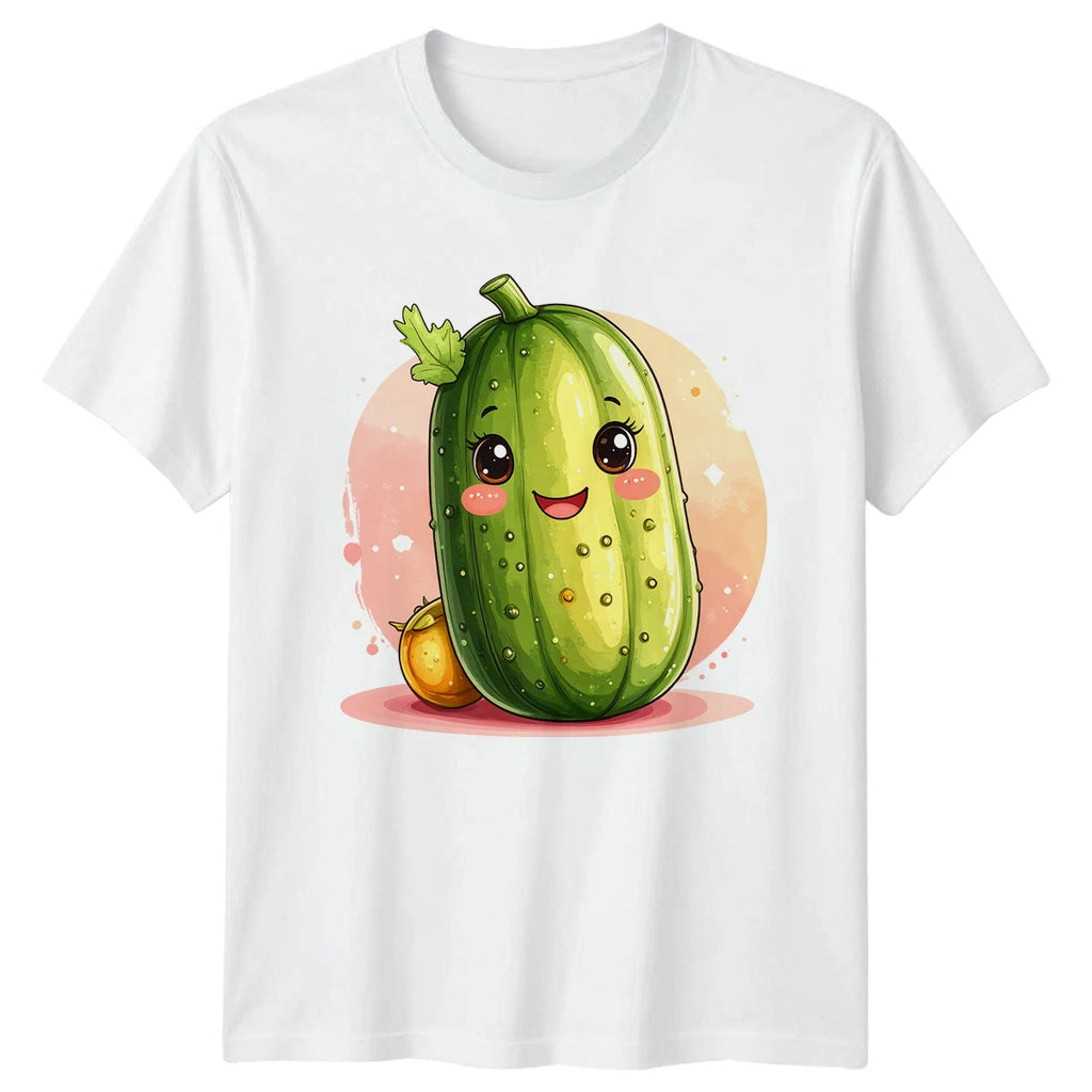 Kawaii Cute Happy Pickle T-Shirt Kawaii Vegetable Food Gift For Him And Her