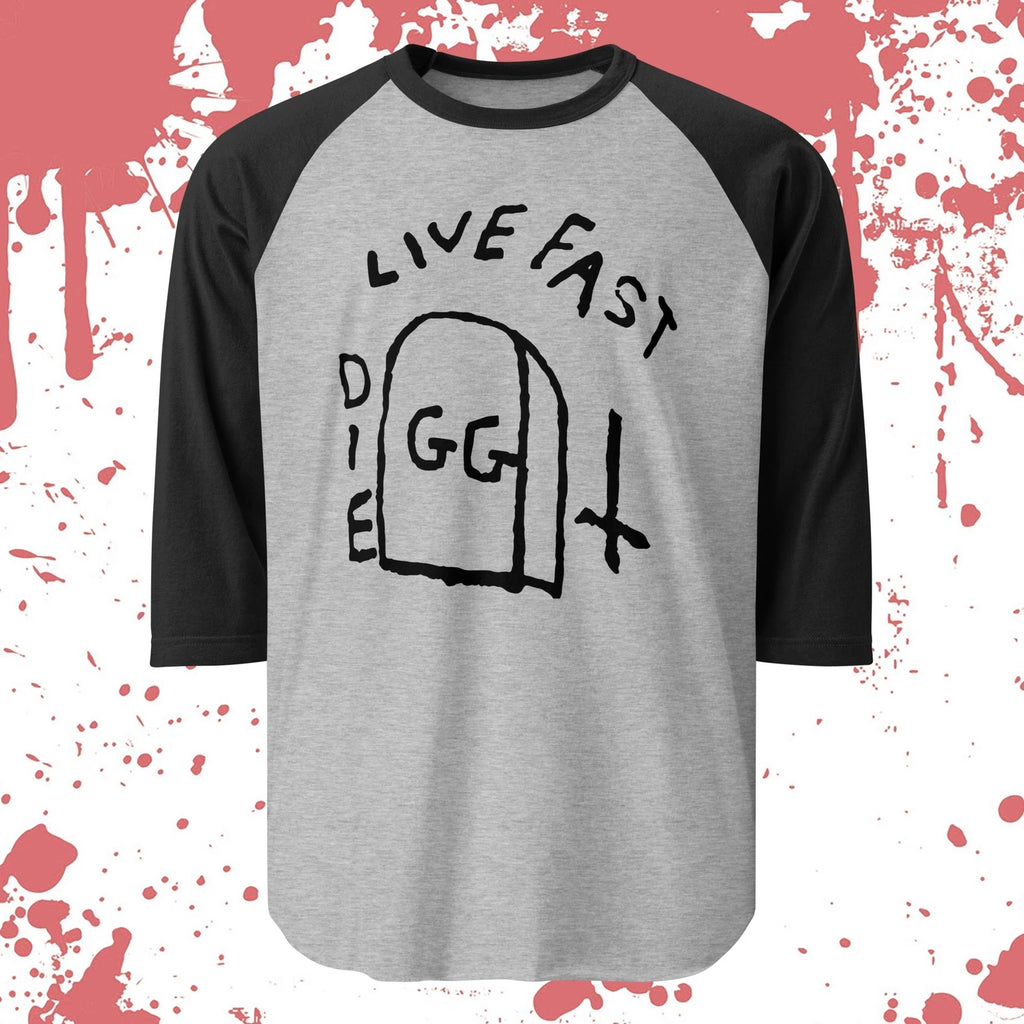GG Allin Tattoo 3/4 Sleeve Raglan Baseball Shirt Scum Punk Murder Junkies