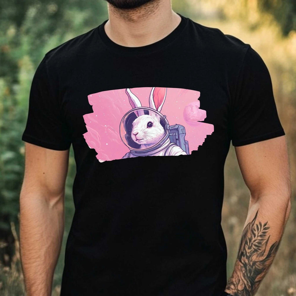 Mens Rabbit Astronaut Print Cotton T-Shirt Size XS to 5XL