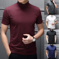Stylish Men's Mock Neck Short Sleeve Top Blouse Tshirt Pullover Basic Tee