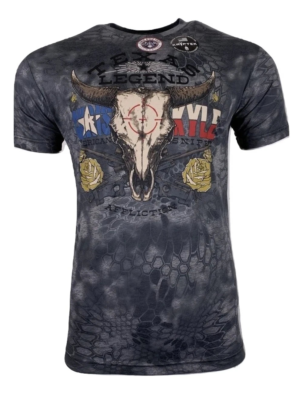 AFFLICTION Men's T-Shirt CK BULLHEADED TEE Black Label Biker