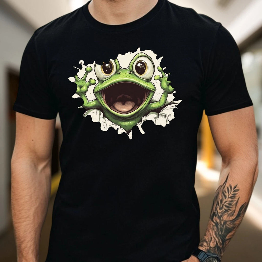 Men's Cartoon Frog Motif Cotton T-Shirt Size XS to 5XL