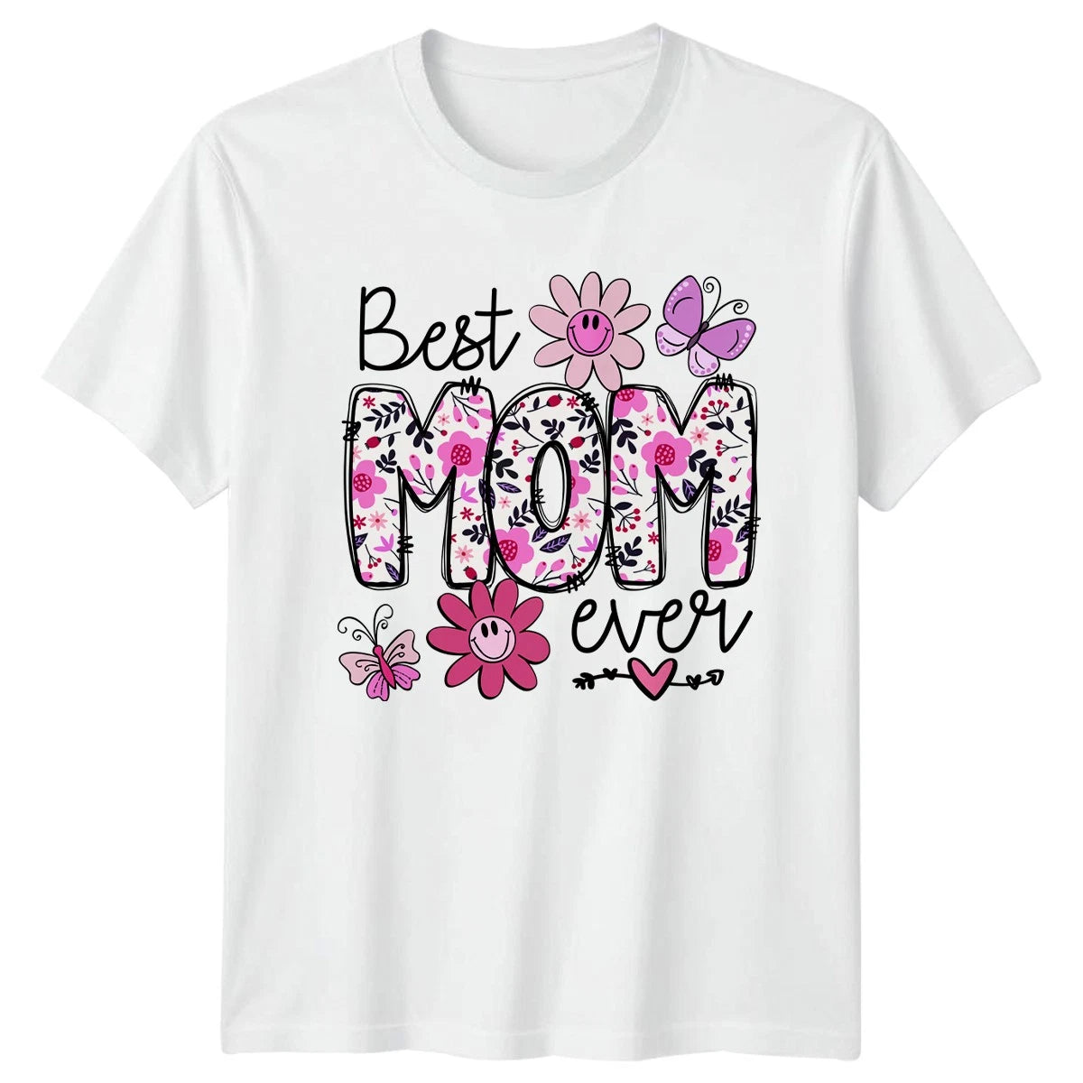Best Mom Ever Womens T-Shirt Floral Boho Motherhood Mothers Day