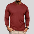 Mens Waffle Long Sleeve T Shirt Tops Ribbed Crew Round Neck Casual Tee Pullover