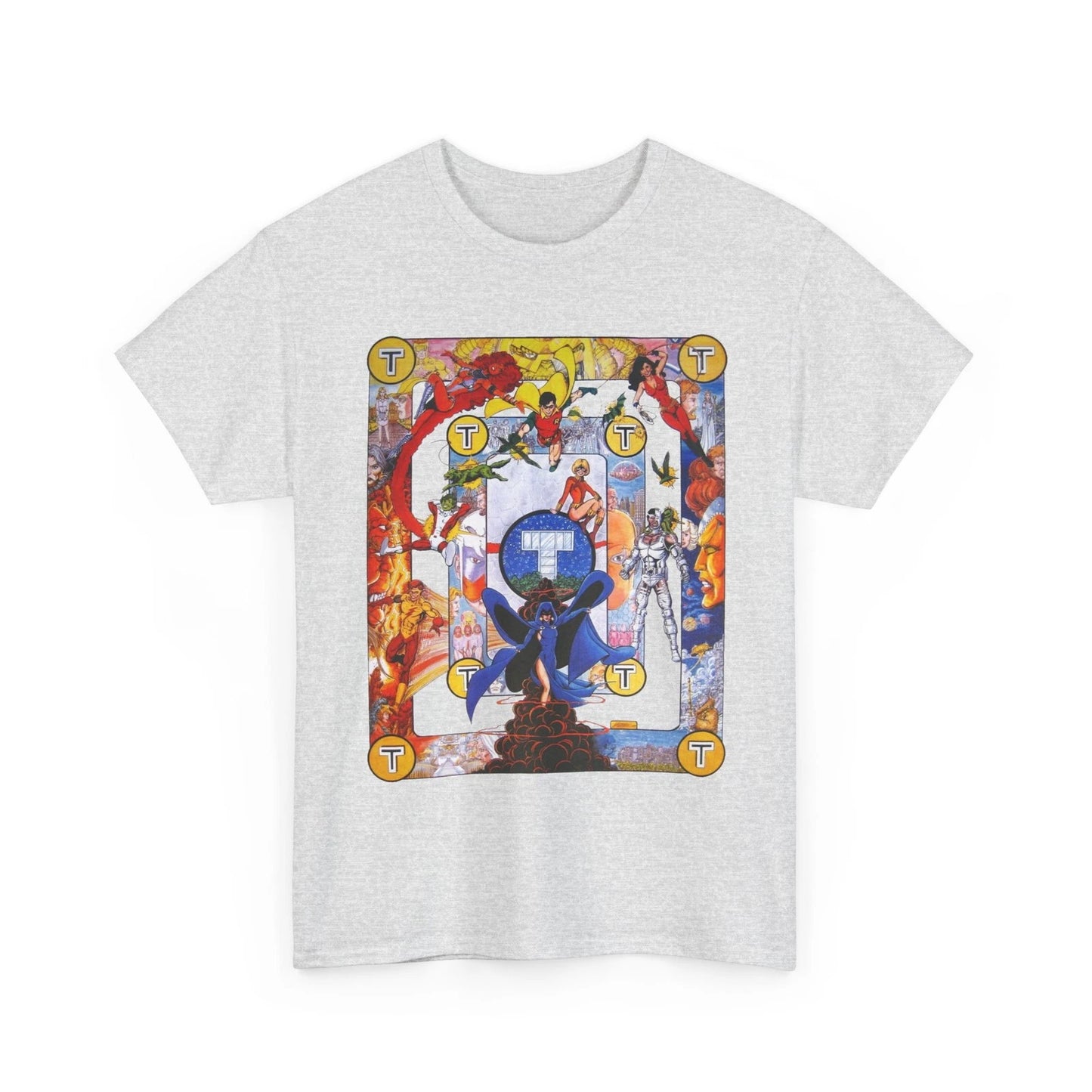 New Teen Titans Poster T-Shirt - George Perez Art - Cyborg, Raven, Robin, Terra