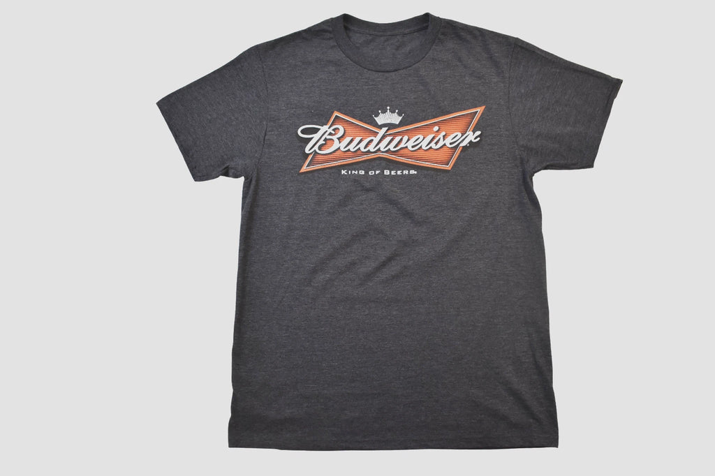 Anheuser-Busch Mens Bud Budweiser King Of Beers Charcoal Heather Shirt New M