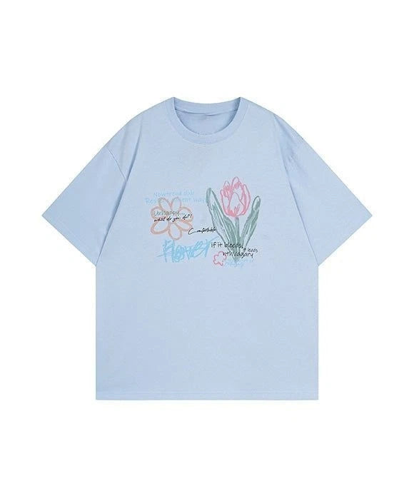 Cute Flower Pastel Aesthetic Minimal Graphic T shirt